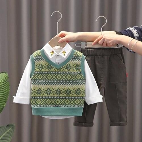 Kids Tracksuits New Spring Autumn Baby Girl Clothes Children Boys Cotton Vest Shirt Pants 3 Piece Set Toddler Fashion Clothing