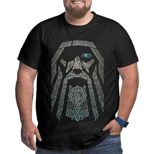 Kanpa 100% Cotton Viking Graphic T Shirts for Big Tall Man Oversized T-shirt Plus Size Top Tee Mens Loose Large Top Clothing