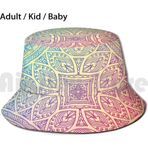 Beautiful Colorful Mandala Bucket Hat Adult kid baby Beach Sun Hats Mandala Buddhism Samsara Colors Peace Relax Workout Yoga