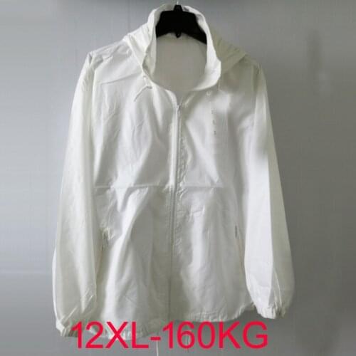 12XL 160KG summer autumn Sunscreen jackets Plus size men hooded man oversize jackets thin out door big sales loose coats 60