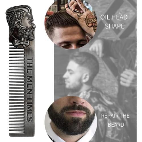 1PC Gentelman Barber Styling Metal Comb Stainless Steel Men Beard Comb Mustache Care Shaping Tools Pocket Size Silver Hair Comb