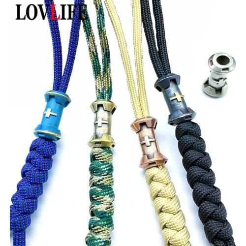 Metal Brass Cross Regiment Knife Beads Pendants Jewelry EDC Umbrella Rope Hangings Lanyard Decoration DIY Car Keychain Accessory