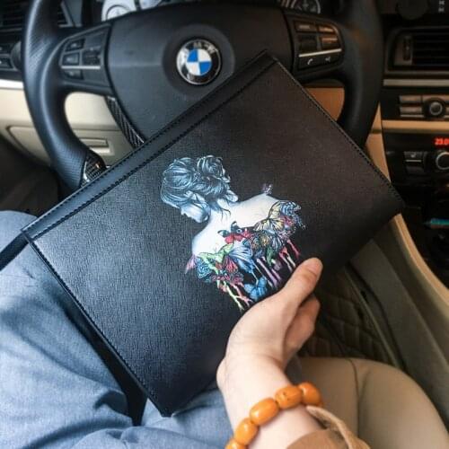 Fashion Brand Mens Clutch Bags 2021 New Envelope Handbags High Quality Leather Business Wallet Casual Vintage iPad Purses Male
