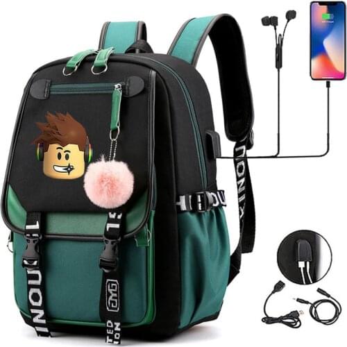 Fashion USB Stitching Hairball backpack Teenagers Schoolbags Canvas Laptop bag Charge Women Student Backpacks mochila feminina
