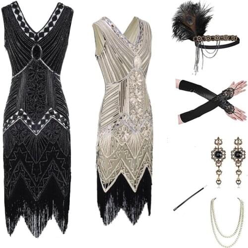 New Style Latin Dance Dress For Women Adult Retro Sequin 1920s Flapper Great Gatsby Dress Vintage Midi Fringe Clothes DQL4235