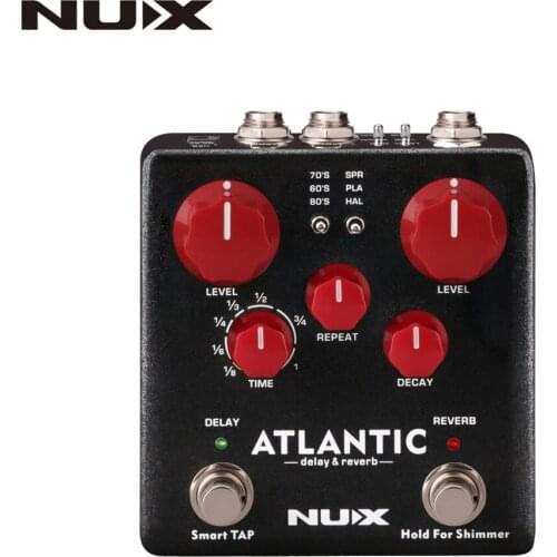 NUX Atlantic Reverb Delay Guitar Pedal Multi Effects 3 Delay Plate Reverb Shimmer Effect Stereo Sound Amp Guitar Accessories Hot