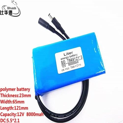 DC5.5*2.1 12V 8000MAH polymer rechargeable battery suitable for outdoor, reserve power supply, 4 kinds of traffic development