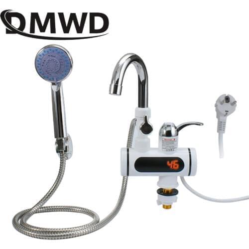 DMWD 3000W Temperature Display Instant Hot Water Heater Faucet Kitchen Instantaneous Tankless Electric Cold Heating Tap Shower