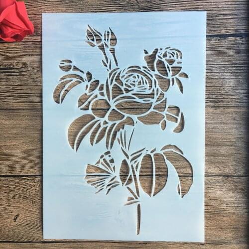 A4 29 * 21cm Rose DIY Stencils Wall Painting Scrapbook Coloring Embossing Album Decorative Paper Card Template,fabric, wall