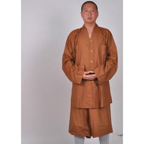 High Quality Shaolin Monk Buddhists Daily Farming Kung Fu Uniforms Small Gown Robe Cotton