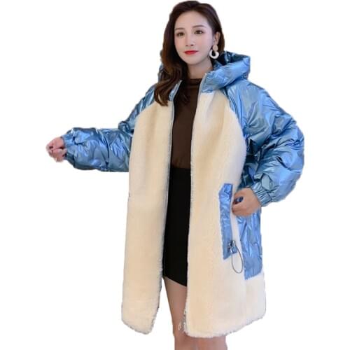 New Style Loose Type Plus Size Women Fur Jacket Wool Blends Mash up Down Hooded Natural Fox Fur Winter Coat Women Parka Outwear