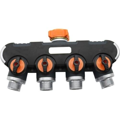 1Pc 3/4 Inch Female Thead to Male Thread 4 Way Garden Water Hose Splitters With valve Agriculture Irrigation Pipe Faucet Fitting