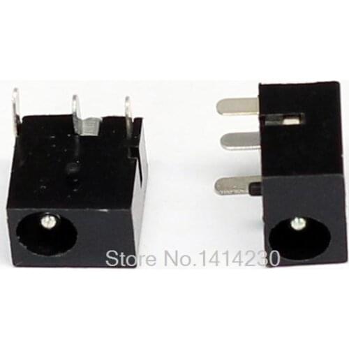 10Pcs DC-006 3Pin Black DC Power Jack Socket Connector DC006 3.5*1.3mm 1.3 socket Round the needle