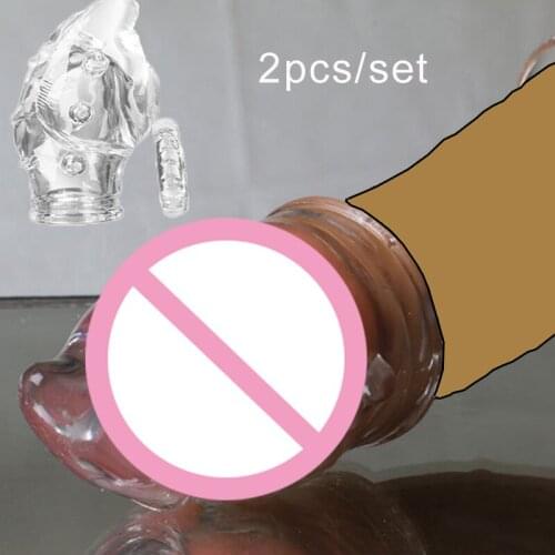 2 Pcs Glans Cock Rings Penis Enlargement Sleeve Testicle Massager Male Masturbation Delay Ejaculation Sex Toys For Men
