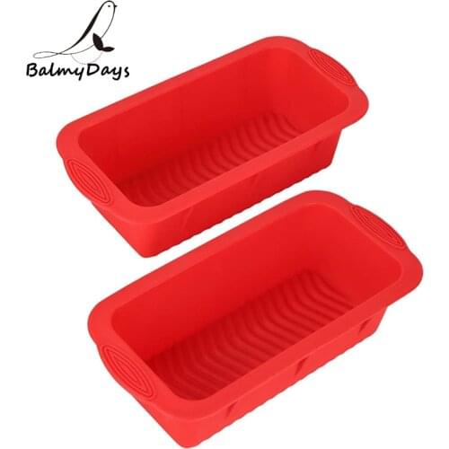 2Pcs Silicone Bread Loaf Pan Set Rectangle Silicon Cake Mold Baking Pan Non-stick Silicone Mold for Cake Meatloaf Baking Tools