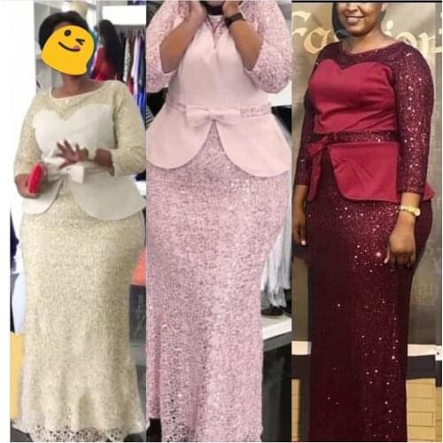 2021 African Dresses For Women Ankara Dashiki Fashion Clothing Long Sleeve Sequin Dubai Abaya Evening Dresses Muslim Boubou