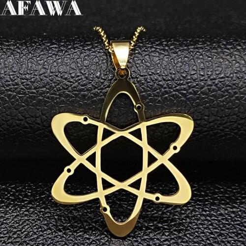 2021 Fashion Carbon Atom Stainless Steel Necklace for Women Gold Color Necklaces & Pendants jewelry colgantes mujer moda N19332
