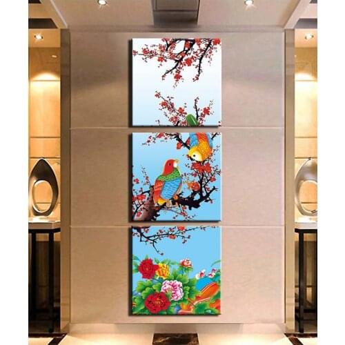 3 pcs Parrot Plum diamond embroidery sale animals diamond painting cross stitch full square round drill 5d puzzles decoration