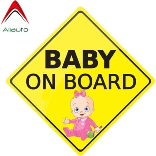 Aliauto Personalized Car Stickers Baby on Board Interesting Warning Signs Reflective Decals PVC for Motorcycle Nissan,14cm*14cm