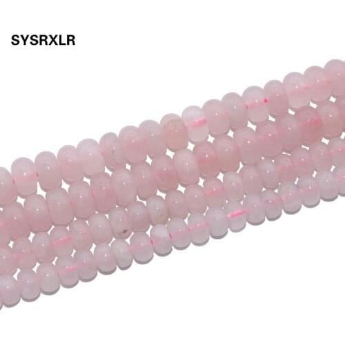 Free Shipping Rose Pink Quartz Crystals Natural Stone Spacer Rondelle Beads For Jewelry Making DIY Bracelet Necklace 4*7/5*8 MM