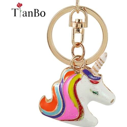 Metal Animal Jewelry multicolor Horse Unicorn Key Chain Key Ring Gifts for Women Girl Bag Pendant 2018 New Charm Keychain