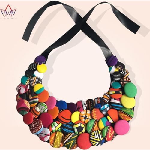BRW Women Multi-Color Button Choker Torques Bazin Riche Accessories Collare Rope Chain Statement Necklace for Women Gift WYA067
