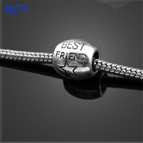Factory Price 5 Pieces/lot 10mm*10mm Antique Silver Plated Metal Diy Jewelry Making Bead Best Friend Bracelet Beads