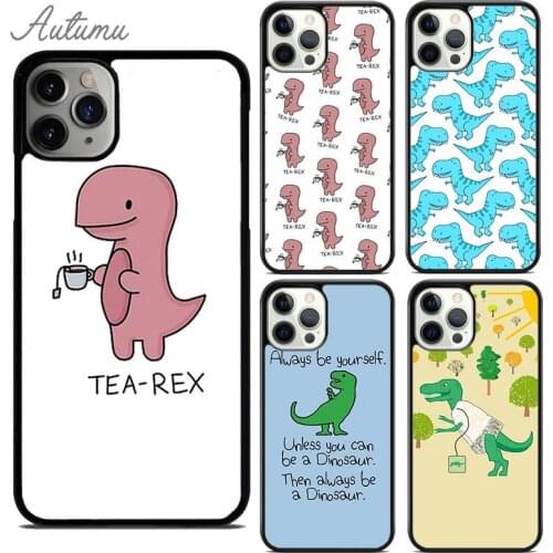 Cute Dinosaur Tea Rex Phone Case for iPhone 11 12 Pro Max mini X XR XS SE 2020 5 6S 7 8 Plus Samsung Galaxy S9 S10 Cover shell