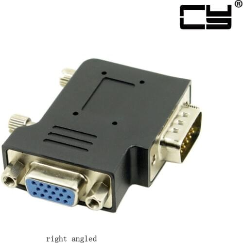 Chenyang VGA SVGA Male 15 Pin Right Angled 90 Degree to Female Vertical Flat Extension Adapter Converter Black Socket