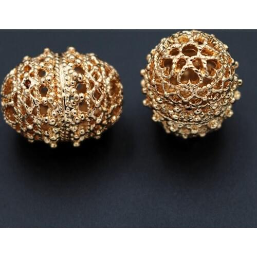 Zinc Metal Alloy Spacer Beads Quality Silver Gold Color Oval Drum Hollow Pattern Hole 2mm Beads for DIY European Charms