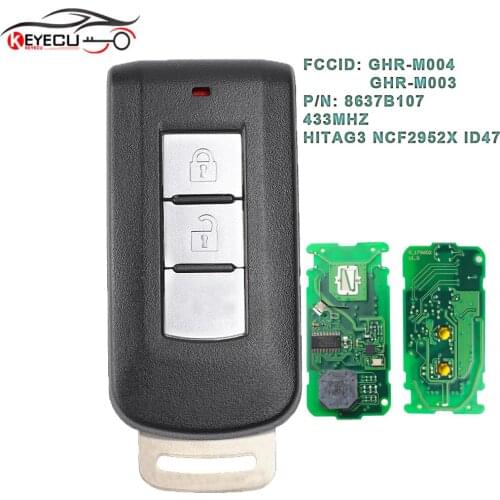 KEYECU 8637B107 Keyless Go Smart Remote Key 2B 433MHz HITAG3 NCF2952X ID47 for Mitsubishi Montero L200 2015-2020 FCCID: GHR-M004