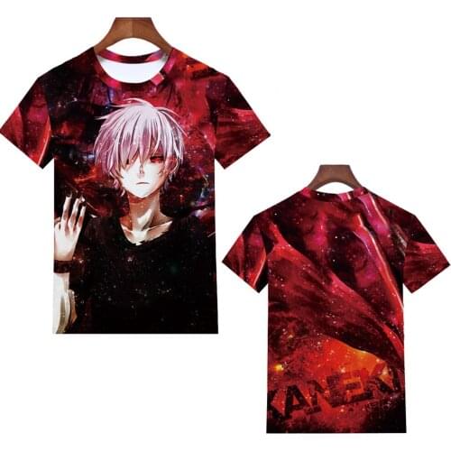 Anime Tokyo Ghoul Short T-Shirt 3D Print Kaneki Ken Teenager O-Neck Sleeve Boys Summer Modal Mens Tees tshirt Sport streetwear