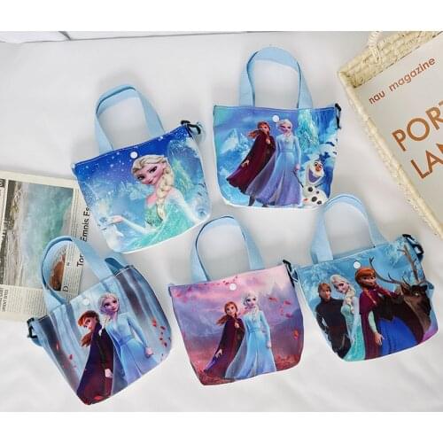 Disney Cartoon handbag Frozen Elsa Girl Canvas Tote Bag 2021 Kids Leisure Childrens Bag Shoulder Messenger Bag