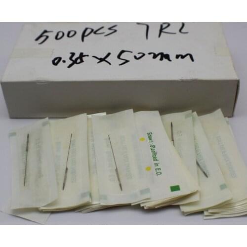 500pcs 7RL Disposable Eyebrow Tattoo Needle 0.35mm*50mm Steel Permanent Makeup Machine Needle For Tattoo Machine Gun Pen