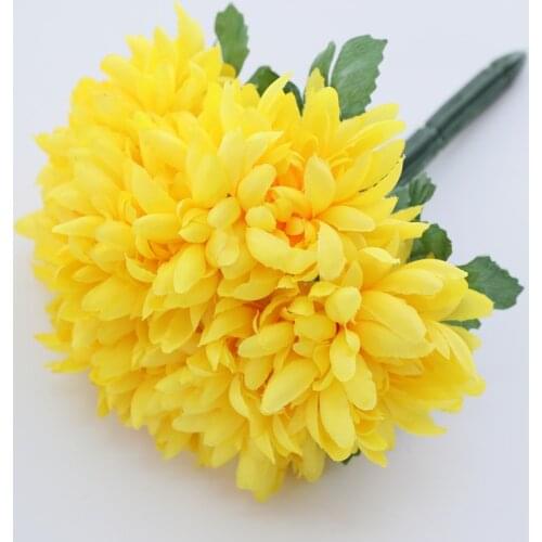 Artificial 10 Heads Marigolds Chrysanthemum Silk Flowers Bouquet For Home Garden Wedding Decoration