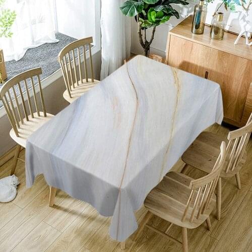 Brown White Pale Yellow Color Tablecloth Marble Texture Pattern Abstract Art Polyester for Kitchen