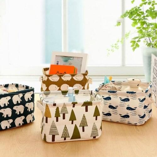 Creative kawaii fashion cotton and linen storage basket cotton and linen multifunctional desktop storage basket storage box