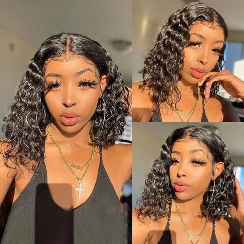 Curly Wig Human Hair Lace Front Wig Brazilian Remy 4x4 Lace Closure Wig For Women T Part Lace Wig Pre Plucked Natural Color 180