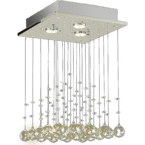 L30*W30*H46cm Hallway Crystal Chandelier Modern Square Raindrop Flush Mount Ceiling Light Fixture for Closet Foyer,GU10 led LAMP