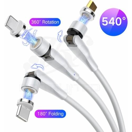 Magnetic Charging Cable 540 Rotate Magnet Charger For iPhone Xiaomi Samsung Micro USB Type C Cables 90 Degree Wire Cord