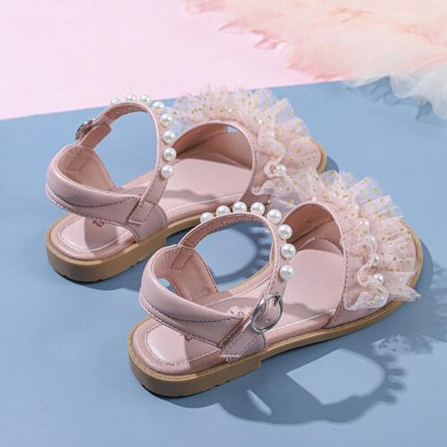 Toddler Girls Tutu Sandals Blush Pink Kids Leather Princess Shoes for Summer Flower Girls Flats Shoes Beach Wedding 3t Sandals