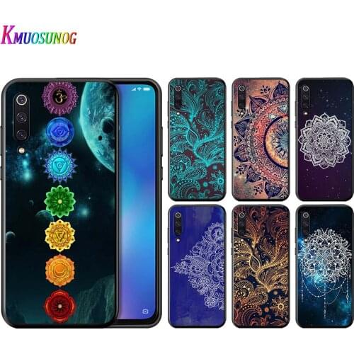 Mandala Chakra Yoga For Xiaomi Mi Poco X3 NFC Note 10 Ultra 5G 9 9T SE 8 A3 A2 A1 5X 6X Play F1 Lite Black Phone Case
