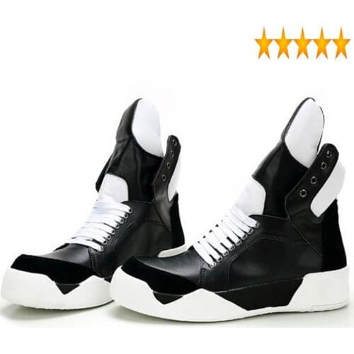 Men Ankle Top Luxury Trainers Genuine Leather Sneaker Riding High Increasing Platform Casual Brand Lace Up Flat Shoes