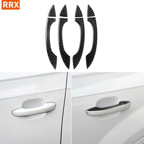 For Audi Q7 SQ7 4M 2016-2019 Carbon Fiber Accessories Exterior Car Styling Door Handle Cover Car Body 3D Stickers Decoration