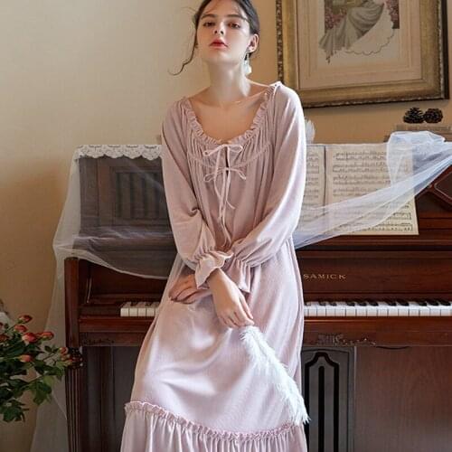 Nightdress Autumn and Winter Long Sleeve and Long womens nightgown sleepwear sexy sleepwear night dress medieval