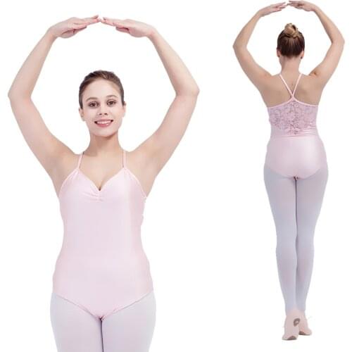 Wholesale Pink Shiny Lycra Lace Sleeveless Ballet Dance Leotard Red Girls Dancewear Black Ladies Jumpsuit