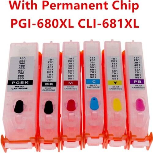 PGI-680 CLI-681 PGI680 CLI681 Refillable Ink Cartridge with permanent Chip for Canon PIXMA TS8160 TS9160