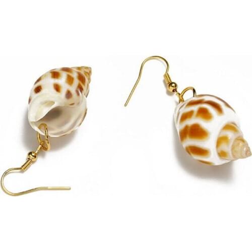 Simple beach style natural spiral shell pendant charms drop dangle earring for women jewelry gift