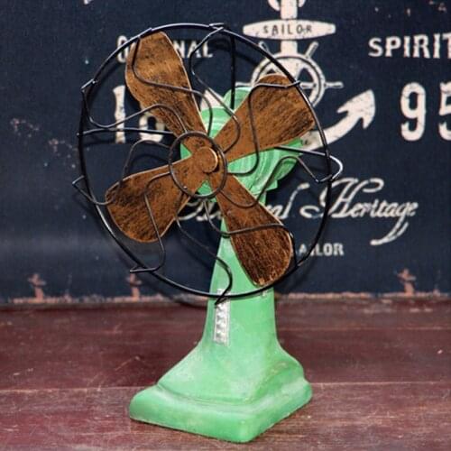 Retro Resin Electric Fan Figurine Vintage Miniature Fan Craft Bar Coffee Shop Decor Nostalgic TV Cabinet Ornament TS2