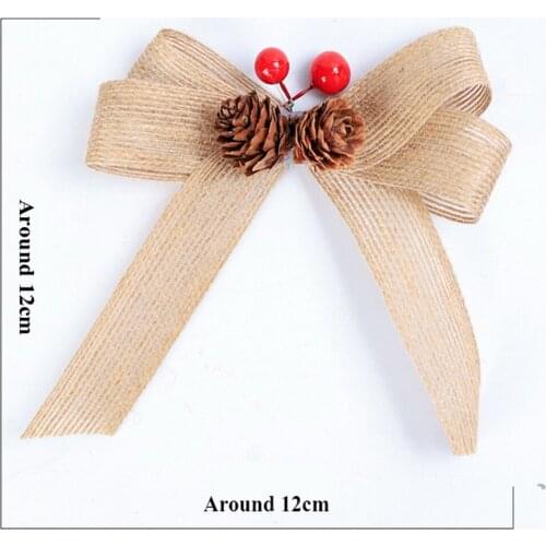 Christmas Decoration Bowknot Pine Cones Red Fruit Decoration Wreath Christmas Tree Decoration Supplies 6pcs/ Package